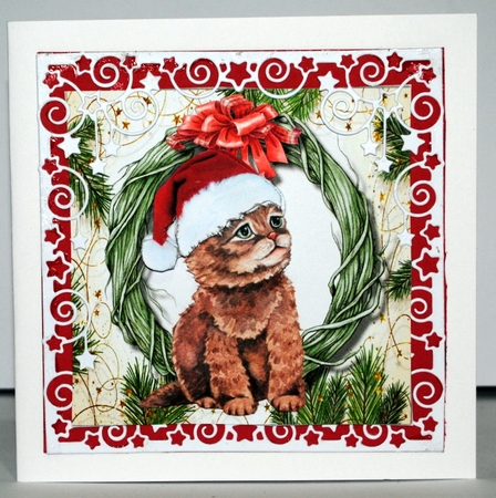 7x7 Kittys Christmas Hat by Kristina Norbat