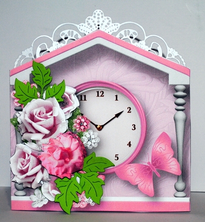 Pink Flowers - Clock Card Mini Kit by Kristina Norbat