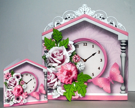 Pink Flowers - Clock Card Mini Kit by Kristina Norbat