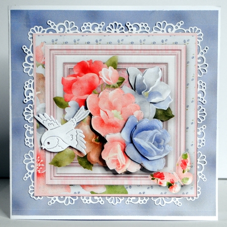 Pink and Blue Posy - Framed Picture Card Mini Kit by Kristina Norbat