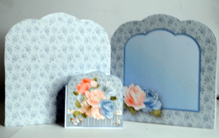 Blue and Peach Flowers - Scallop Top Card Mini Kit by Kristina Norbat