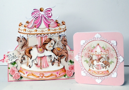 New Baby Girl Carousel Shaped Mini Page Kit  by Kristina Norbat
