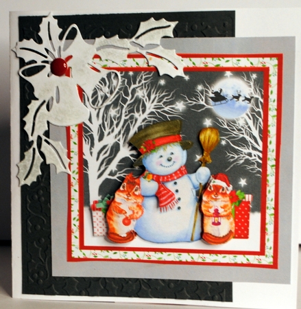 Snowman & Pals Christmas Decoupage Card Mini Kit 7x7 by Kristina Norbat