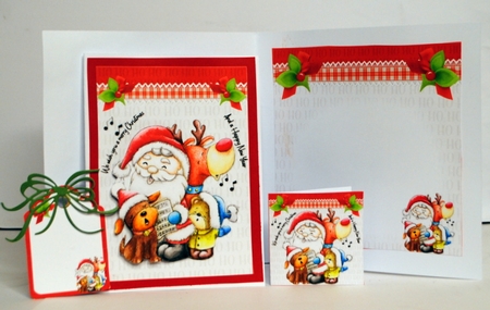 Santa and his pals send Christmas wishes 8x8 & A5 mini kit by Kristina Norbat