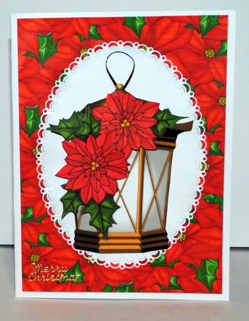 Christmas Lantern Dark Brown & Poinsettias by Kristina Norbat
