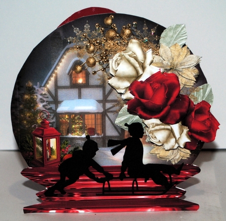 Christmas Roses - Snow Globe Shaped Card Mini Kit by Kristina Norbat