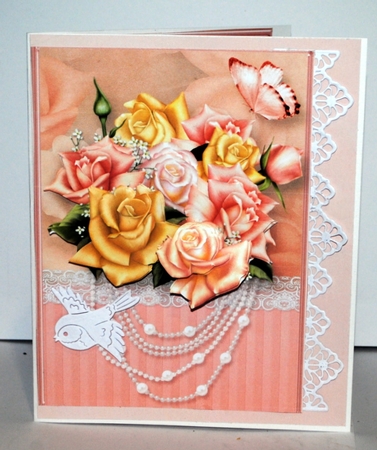 Roses and Pearls - A4 Decoupage Card Mini Kit by Kristina Norbat
