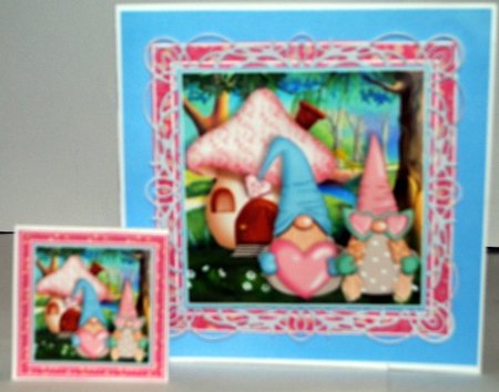 Romantic Gnomes Square Card Toppers for Valentines Day, New Home, Anniversary etc by Kristina Norbat