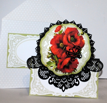 Poppies and Butterfly All Occasions 7 x 7 Shaped Card by Kristina Norbat