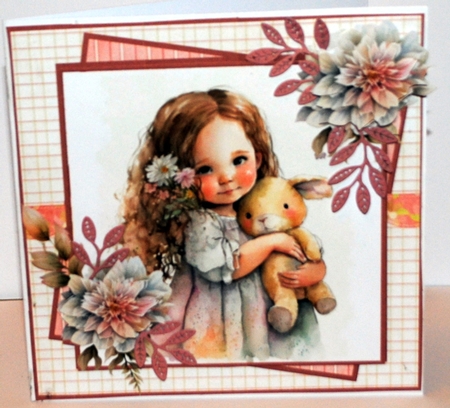 Little girl and rabbit 7x7 by Kristina Norbat