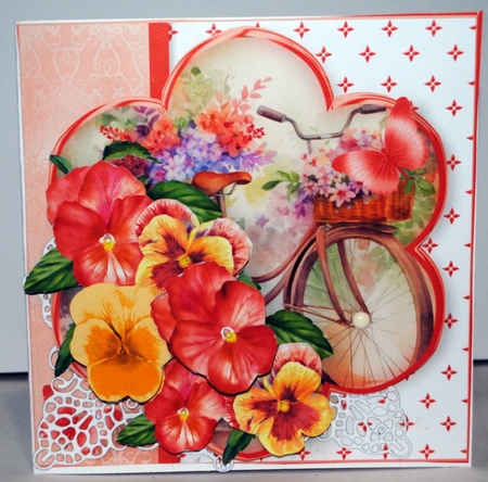 Bicycle with Flowers - Decoupage Card Mini Kit by Kristina Norbat