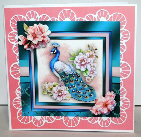 Silk Peacock and blossoms by Kristina Norbat
