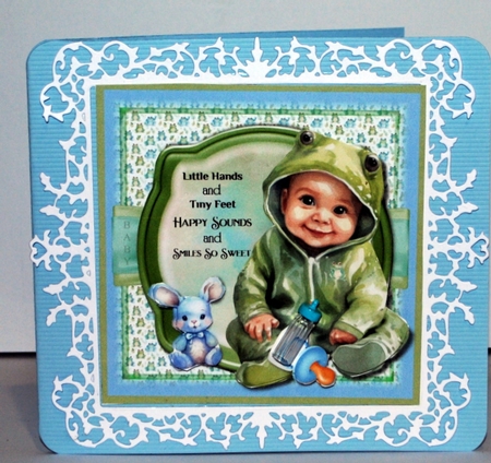 Baby in a cute frog suit 8x8 by Kristina Norbat