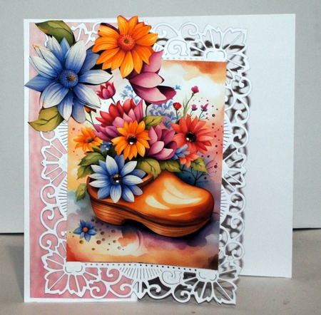 Watercolour Flowers in a Wooden Clog A4 by Kristina Norbat