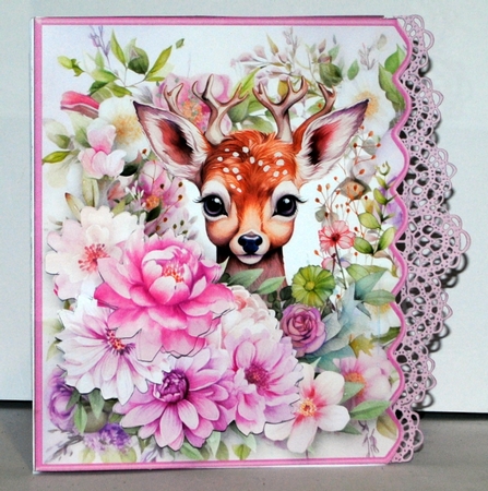 Deer in the Flowers - Side Scallop Card Mini Kit by Kristina Norbat