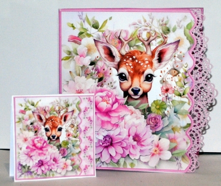 Deer in the Flowers - Side Scallop Card Mini Kit by Kristina Norbat