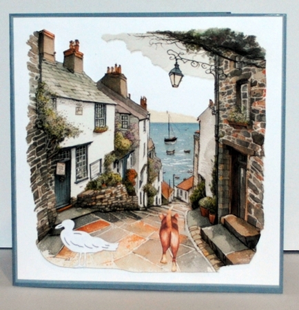 Cornish street 7x7 with sentiment tiles, decoupage, insert and gift cards by Kristina Norbat