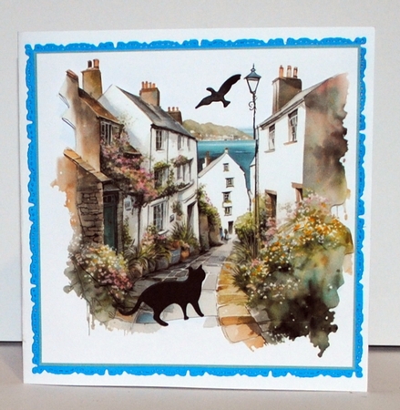 Cornish street, 7x7 card sentiment tiles, decoupage, insert and topper by Kristina Norbat