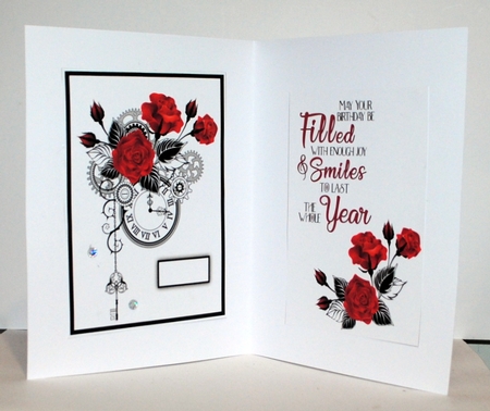 Red Roses & Clock All Occasions 7 x 5 Card by Kristina Norbat