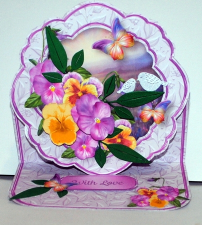 Summer Pansies - Shaped Easel Card Mini Kit by Kristina Norbat
