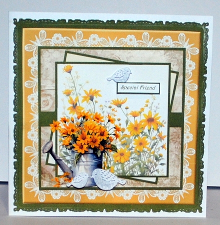 Spring flower in a watering can 7x7 decoupage, insert and toppers Featured Gallery Photo