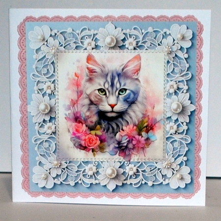 Maine Coon Cat and Flowers Mix 4 by Kristina Norbat