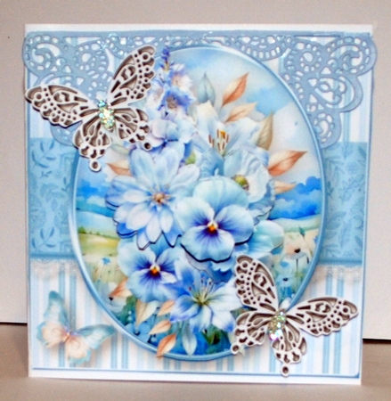 Blue Posy - Decoupage Card Mini Kit by Kristina Norbat