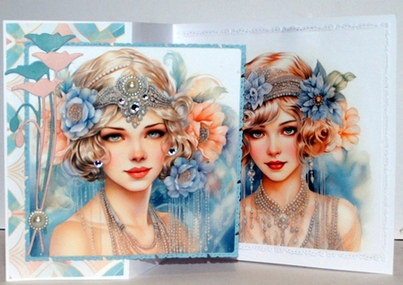 Art Deco Beauty - Blue and Peach Mix 2 by Kristina Norbat