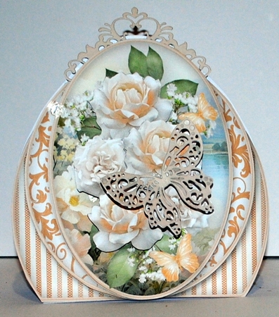Cream Roses and Carnations - Shaped Card Mini Kit by Kristina Norbat