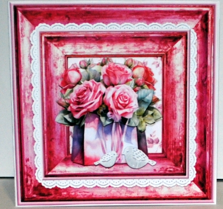 Pink  Vintage Roses  in Wooden Frame   mini Kit by Kristina Norbat