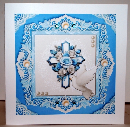 Sympathy Cross Roses In  Blue & Silver by Kristina Norbat