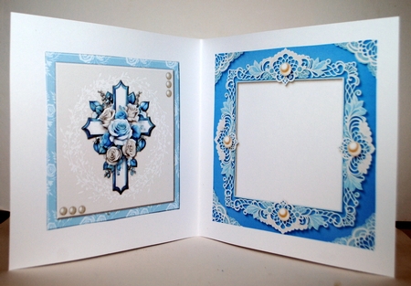 Sympathy Cross Roses In  Blue & Silver by Kristina Norbat
