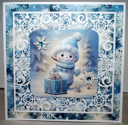 Cute Christmas Snowman with Gifts in Blue - Mix 1 by Kristina Norbat