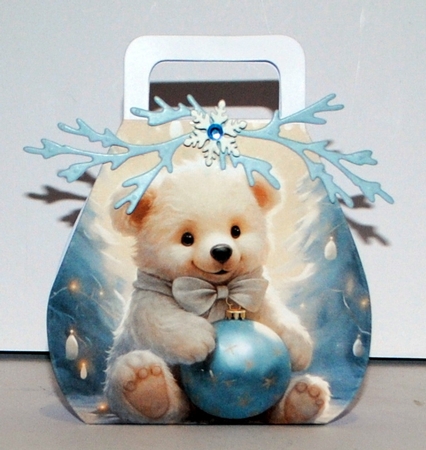 Cute Christmas Teddy with Gift In Blue - Mix 1  by Kristina Norbat