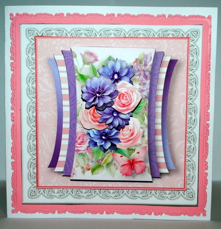 Pink and Lilac Posy - Curved Layers Card Mini Kit by Kristina Norbat
