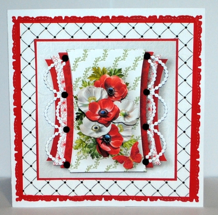 Red and White Anemones - Curved Layers Card Mini Kit by Kristina Norbat