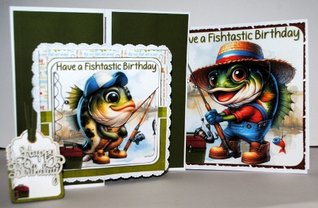 7x7 Fishtastic birthday wishes choice of four mini kt by Kristina Norbat