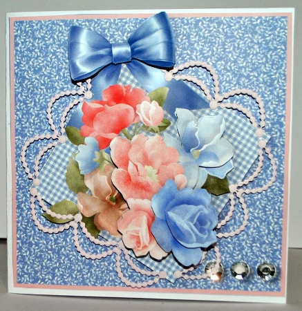 Blue and Pink Posy - Decoupage Card Mini Kit by Kristina Norbat