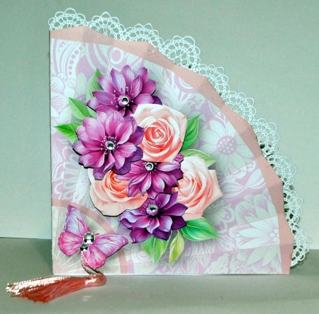 Lilac and Pink Flowers - Fan-Shaped Card Mini Kit by Kristina Norbat