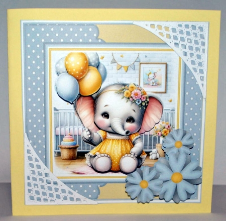 6x6 Baby Elephant Girl - Mini Decoupage Kit  by Kristina Norbat