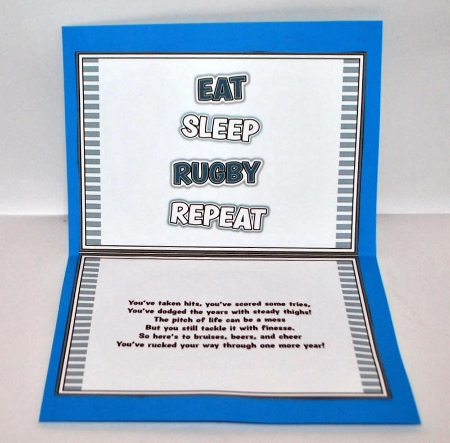 Eat. Sleep. Rugby. Repeat. A5 Mini Kit – A Birthday Card for the Rugby-Mad! by Kristina Norbat