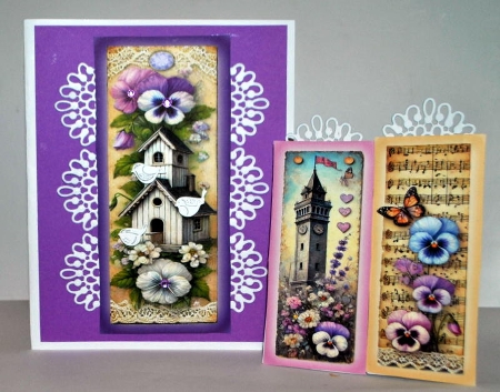 Pansies DL Toppers & Bookmarks x 9 by Kristina Norbat