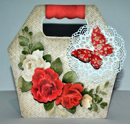 Red and Cream Roses - Basket Tote Card Mini Kit by Kristina Norbat
