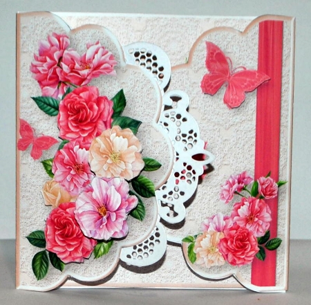 Pink and Cream Flowers - Scallop Gatefold Card Mini Kit by Kristina Norbat