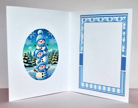 Pretty Blue Christmas Snowman Scene by Kristina Norbat