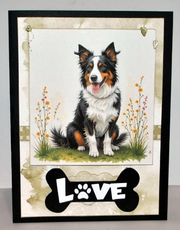 Border Collie A5 Topper and Decoupage by Kristina Norbat