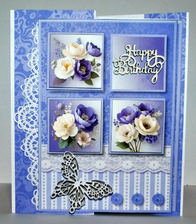 Purple and White Flowers - Squares Card Mini Kit by Kristina Norbat