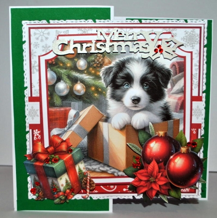 CHRISTMAS COLLIE 6x6 by Kristina Norbat