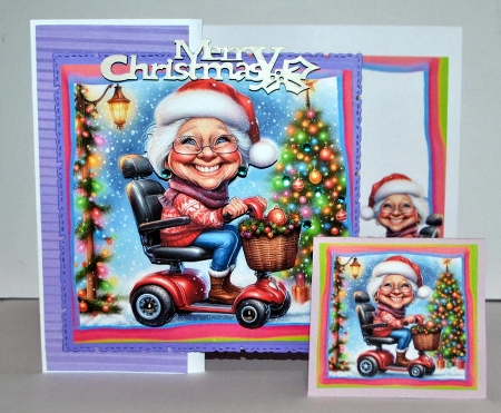 Christmas Scooter Granny - Decoupage by Kristina Norbat