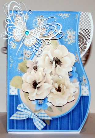 Blue and White Flowers - Curved Edge Card Mini Kit by Kristina Norbat
